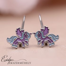 Ezüst unikornisos baba fülbevaló