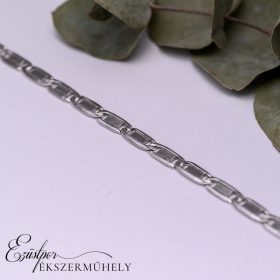 Ezüst lapított szemes karkötő 
