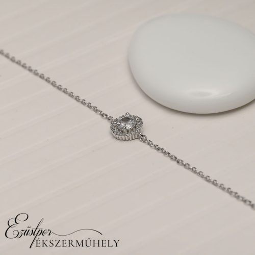 Ezüst cirkónia köves bokalánc