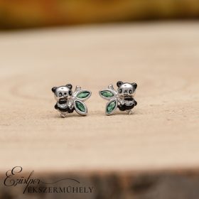 Ezüst pandás fülbevaló