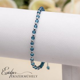 Cérnás, gyöngyös karlánc ezüst gömbökkel