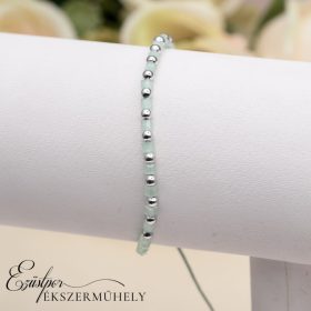 Cérnás, gyöngyös karlánc ezüst gömbökkel