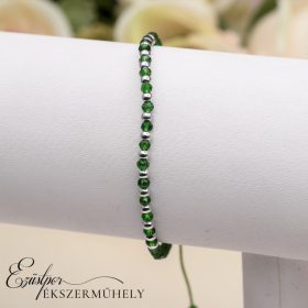 Cérnás, gyöngyös karlánc ezüst gömbökkel