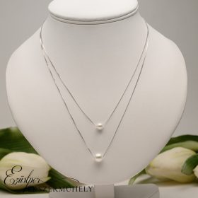 Ezüst kétsoros gyöngyös nyaklánc