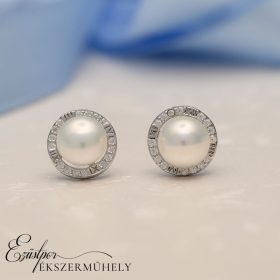 Ezüst tenyésztett gyöngyös fülbevaló