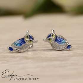 Ezüst baglyos fülbevaló