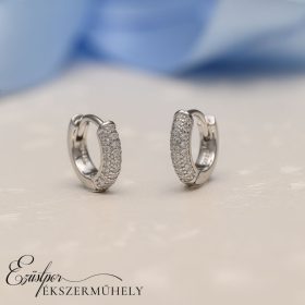 Ezüst cirkónia köves karika fülbevaló