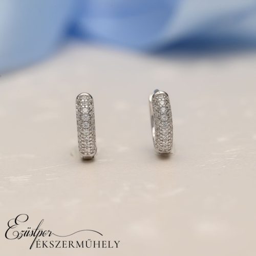 Ezüst cirkónia köves karika fülbevaló