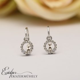 Ezüst cirkónia köves babafülbevaló