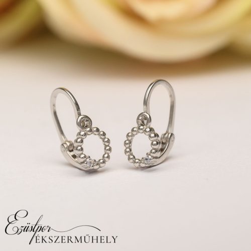 Ezüst cirkónia köves babafülbevaló
