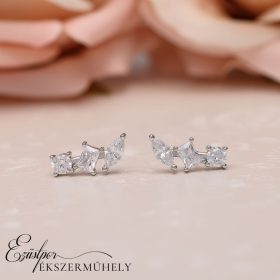 Ezüst cirkónia köves fülbevaló