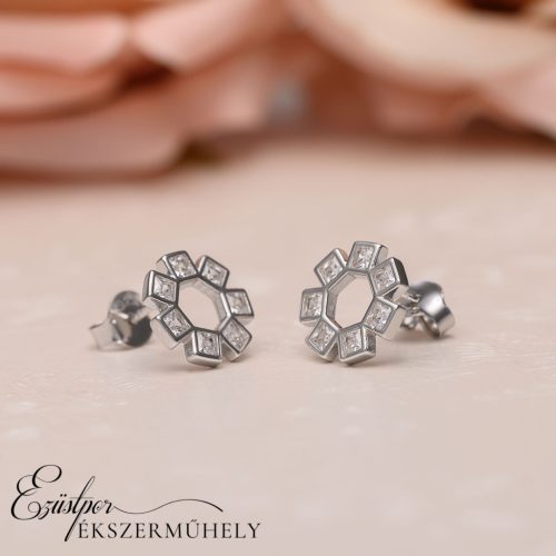 Ezüst cirkónia köves fülbevaló