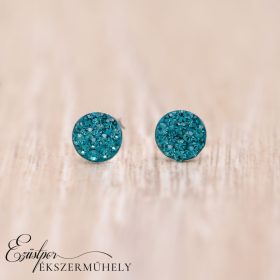 Ezüst swarovski köves fülbevaló türkiz színben