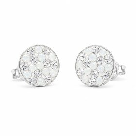 Ezüst swarovski köves fülbevaló fehér-opálos színben
