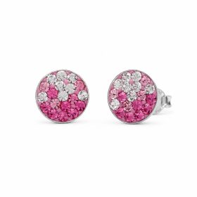   Ezüst swarovski köves fülbevaló rózsaszín-fehér színű kövekkel