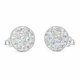 Ezüst swarovski köves fülbevaló fehér-opálos színben