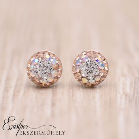   Ezüst swarovski köves fülbevaló barack-fehér-irizáló színben