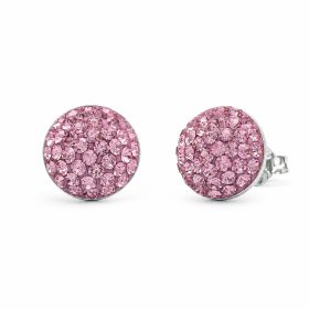 Ezüst swarovski köves fülbevaló rózsaszín színben