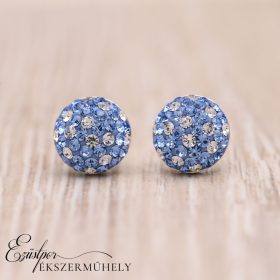  Ezüst swarovski köves fülbevaló kék-fehér színű kövekkel
