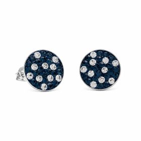 Ezüst swarovski köves fülbevaló fehér-kék színben