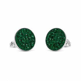 Ezüst swarovski köves fülbevaló sötétzöld színben