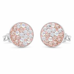   Ezüst swarovski köves fülbevaló fehér-barack-színjátszós kövekkel