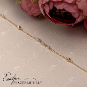 Arany gömbös köves karkötő 