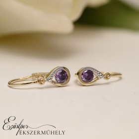 Arany lila köves baba fülbevaló